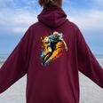 Fresco Jugador De Rugby Chicas Gráfico Rugby Women Oversized Hoodie Back Print Maroon
