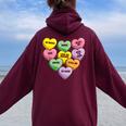 Candy Heart Anti Valentine's Day Sarcastic Love Joke Women Oversized Hoodie Back Print Maroon