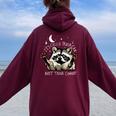 Funny Racoon Oversized Hoodie for Women - Back Print Humor Maroon