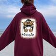 Grammy Life Bleached Leopard Messy Bun Mother's Day Women Oversized Hoodie Back Print Maroon