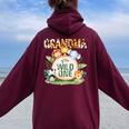 Grandma Of The Wild One 1St Birthday Safari Family Matching Women Oversized Hoodie Back Print Maroon