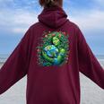 Green Mother Nature Earth Day Earth Mother Planet Nature Women Oversized Hoodie Back Print Maroon