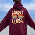 Groovy Grandpa Aesthetic Nostalgia 70'S Retro Grandpa Women Oversized Hoodie Back Print Maroon