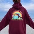 Groovy Raccoon Women’s Oversized Hoodie – Dumpster Fire Theme Maroon