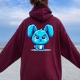 Grumpy Bunny Lindo Conejito Gruñón Women Oversized Hoodie Back Print Maroon