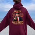 Happy Inauguration Day 2025 Trump Drink Wine Party Women Oversized Hoodie Back Print Maroon