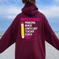 Home-School Mom Homeschooling Mama Mommy Mother Women Women Oversized Hoodie Back Print Maroon