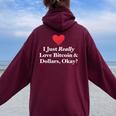 J'aimeraiment Les Bitcoins Et Les Dollars D'accord Trading Amusant Sweat à capuche oversize pour femme avec imprimé dans le dos Maroon