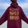 La Historia De Roma La Antigua Roma Women Oversized Hoodie Back Print Maroon