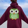 Large Green Owl For Any Owl Fan Vintage Owls Women Oversized Hoodie Back Print Maroon