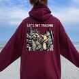 Let's Get Trashed Raccoon And Opossum Drinking Beer Women Oversized Hoodie Back Print Maroon