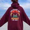 Leveled Up To Mommy 2024 Promoved To Momintage Gamer Women Oversized Hoodie Back Print Maroon