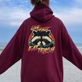 Live Fast Eat Trash Retro Trash Panda Raccoon Women Oversized Hoodie Back Print Maroon