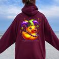 Mardi Gras Rubber Duck New Orlean Carnival Festival Women Oversized Hoodie Back Print Maroon
