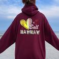 Mawmaw Of Both Baseball Softball Mother's Day For Family Women Oversized Hoodie Back Print Maroon