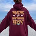 Mom And Dad Birthday Boy Dog Family Matching Women Oversized Hoodie Back Print Maroon