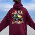 In My Monster Trucks Aunt Era Groovy Family Matching Women Oversized Hoodie Back Print Maroon