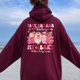 Mother Baby Nurse Tiny Humans Stole My Heart Valentines Day Women Oversized Hoodie Back Print Maroon
