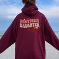 Mother Daughter Squad Matching Mom Groovy Women Oversized Hoodie Back Print Maroon
