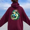 Mother Earth Hugging Planet Cool Earth Day Save Our Planet Women Oversized Hoodie Back Print Maroon