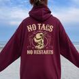 No Tags No Restarts Cowboy Western Country Fan Line Dance Sweat à capuche oversize pour femme avec imprimé dans le dos Maroon