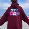 Parents Mom Spider Dad Matching Family Birthday Women Oversized Hoodie Back Print Maroon