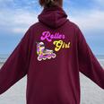 Patinador En Línea Roller Girl Patinaje Derby Sport Women Oversized Hoodie Back Print Maroon