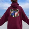Patriotic Raccoon Oversized Hoodie – July 4th Style for Women Maroon