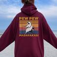 Pew Pew Madafakas Raccoon Lover Vintage Retro Women Oversized Hoodie Back Print Maroon