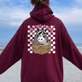 Possum & Raccoon Team Women's Oversized Hoodie - Back Print Maroon
