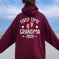 Promoted To Grandma 2025 Grandma Est 2025 Women Oversized Hoodie Back Print Maroon