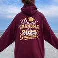Proud Grandma Of A Class Of 2025 Graduate Senior Graduation Women Oversized Hoodie Back Print Maroon