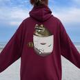 Raccoon Back Print Women's Oversized Hoodie - Fun Animal Lover Theme Maroon