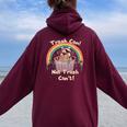 Raccoon Back Print Women's Oversized Hoodie | Fun & Eco Theme Maroon