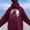 Raccoon Guitarist Moon Hoodie - Cozy Oversized Women's Wear Maroon