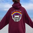 Raccoon LGBTQ Pride Oversized Hoodie for Women - Rainbow Back Print Maroon