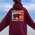 Raccoon Lover Oversized Hoodie for Men & Women – Cozy Back Print Maroon