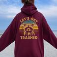Raccoon Lovers Oversized Hoodie - Fun Animal Print | Small Women Maroon