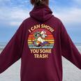 Raccoon Lovers Women's Vintage Oversized Hoodie - Whimsical Style Maroon