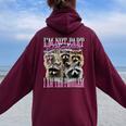 Raccoon Meme Oversized Women's Hoodie - Trendy Bootleg Design Maroon