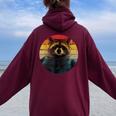 Raccoon Oversized Hoodie for Women - Back Print | Cozy Animal Design Maroon