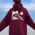 Raccoon Oversized Hoodie - Slang Meme Fun | Teens & Women's Back Print Maroon