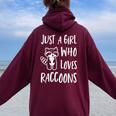 Raccoon Oversized Women's Hoodie | Cute Back Print for Enthusiasts Maroon