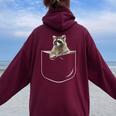Raccoon Pocket Print | Oversized Women's Hoodie - Cozy Flair Maroon
