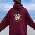 Raccoon & Possum Hoodie - Oversized Women's Back Print Casual Maroon