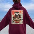 Raccoon Ramen Hoodie - Cozy Anime Style for Women | Oversized Fit Maroon