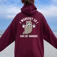 Raccoon Trash Panda Oversized Gym Hoodie for Women – Fun Workout Wear Maroon