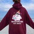 Raccoonicorn Raccoon Lover Women’s Oversized Hoodie - Fun Back Print Maroon