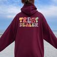 Retro Groovy Treat Dealer Dogs Owner Treats Pet Dog Lover Women Oversized Hoodie Back Print Maroon
