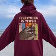Retro Raccoon Lover Camping Hoodie for Women - Oversized Back Print Maroon